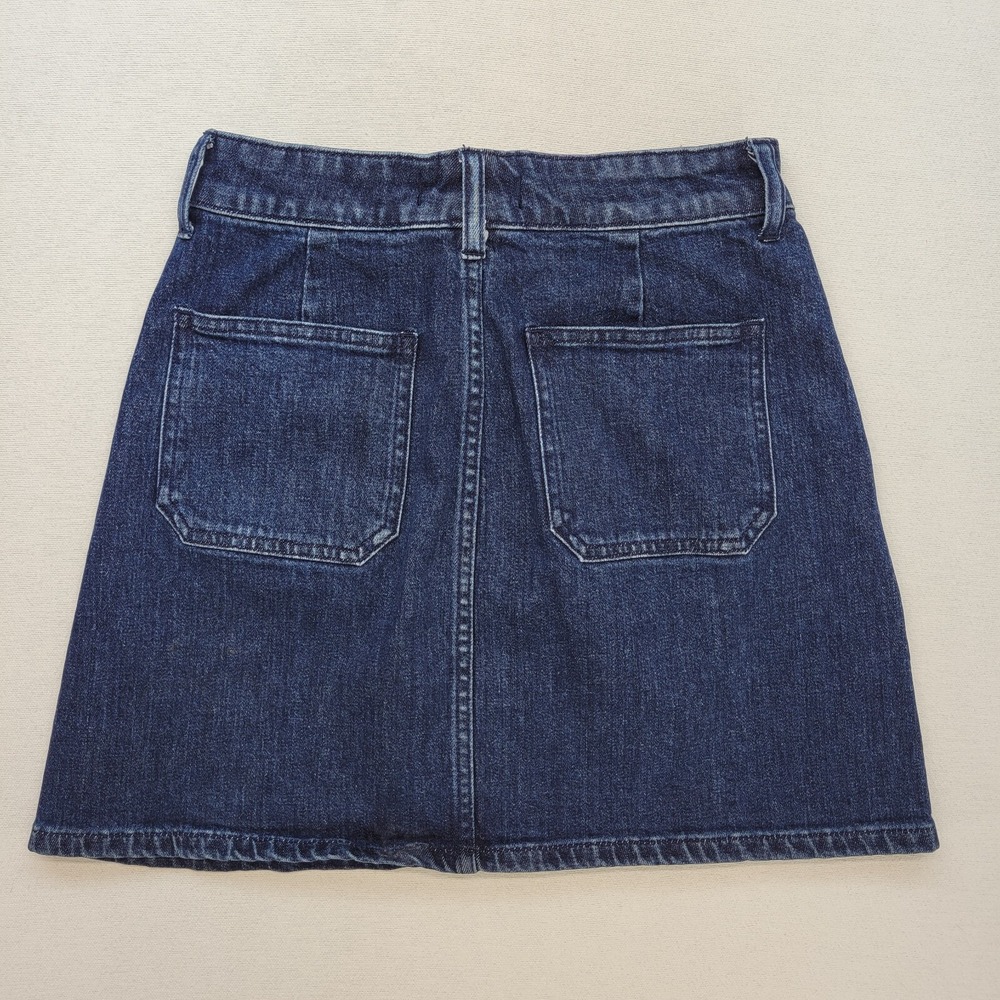 Madewell Denim Mini Skirt Womens 24 Blue Front Zip A-Line Dark Wash Jean - Picture 2 of 7